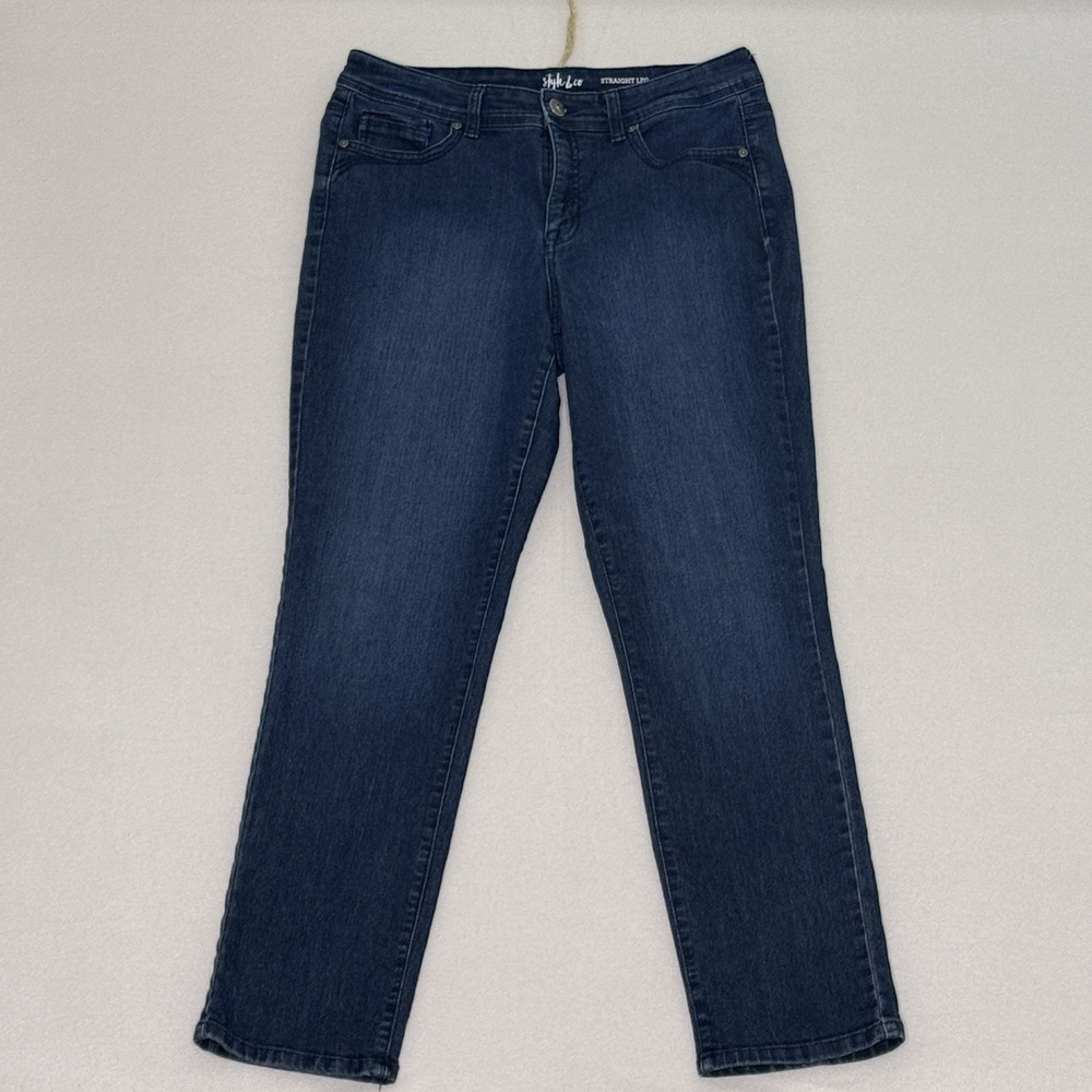 Style & Co Women's Size 12 Straight Leg High-Rise Blue Jeans